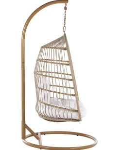 Sale Beliani Poltrona sospesa con supporto da pavimento ALLERA Rattan sintetico (PE) Beige Bianco Beige Naturale