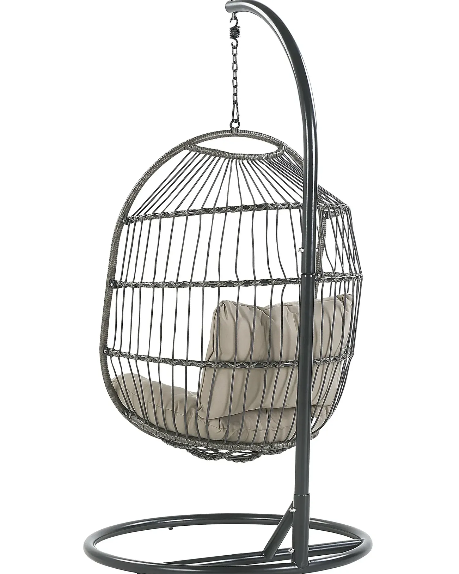 New Beliani Poltrona sospesa con supporto da pavimento ALBA Rattan sintetico (PE) Nero Grigio Nero