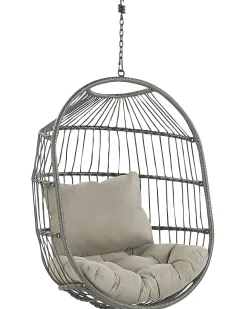 New Beliani Poltrona sospesa con supporto da pavimento ALBA Rattan sintetico (PE) Nero Grigio Nero