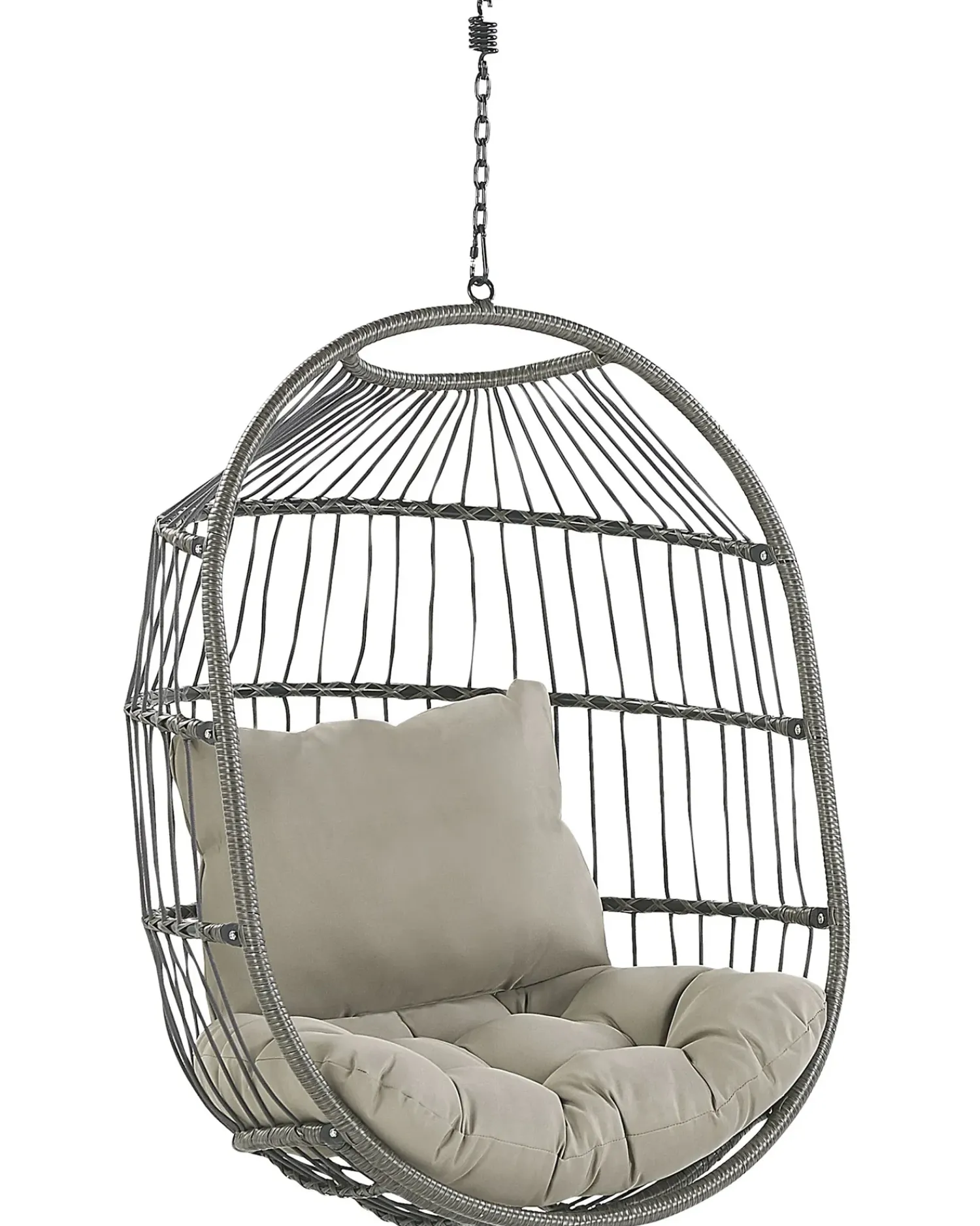 New Beliani Poltrona sospesa con supporto da pavimento ALBA Rattan sintetico (PE) Nero Grigio Nero