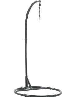 New Beliani Poltrona sospesa con supporto da pavimento ALBA Rattan sintetico (PE) Nero Grigio Nero