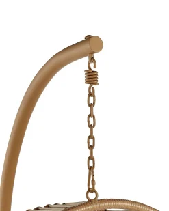 Clearance Beliani Poltrona sospesa con supporto da pavimento ACRI Rattan sintetico (PE) Beige Beige Bianco