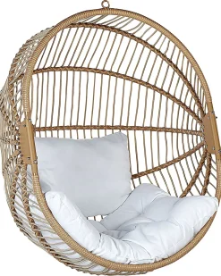 Clearance Beliani Poltrona sospesa con supporto da pavimento ACRI Rattan sintetico (PE) Beige Beige Bianco