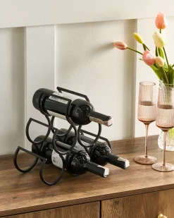 Beliani Porta bottiglie da vino LURGAN Metallo Nero