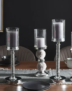 Clearance Beliani Portacandele ABBEVILLE Vetro Argento
