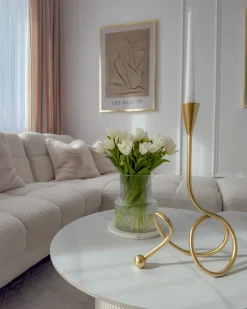 New Beliani Portacandele AROUCA Metallo 40 cm Oro