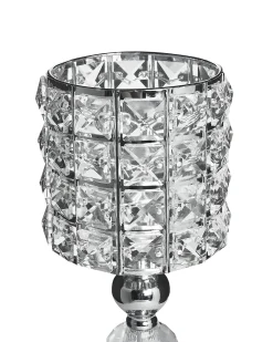 Beliani Portacandele AVORD Vetro 33 cm Argento