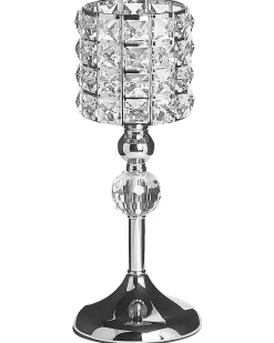 Beliani Portacandele AVORD Vetro 33 cm Argento
