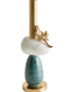 Sale Beliani Portacandele BARICE Marmo 34 cm Multicolore Bianco Oro Verde Multicolore