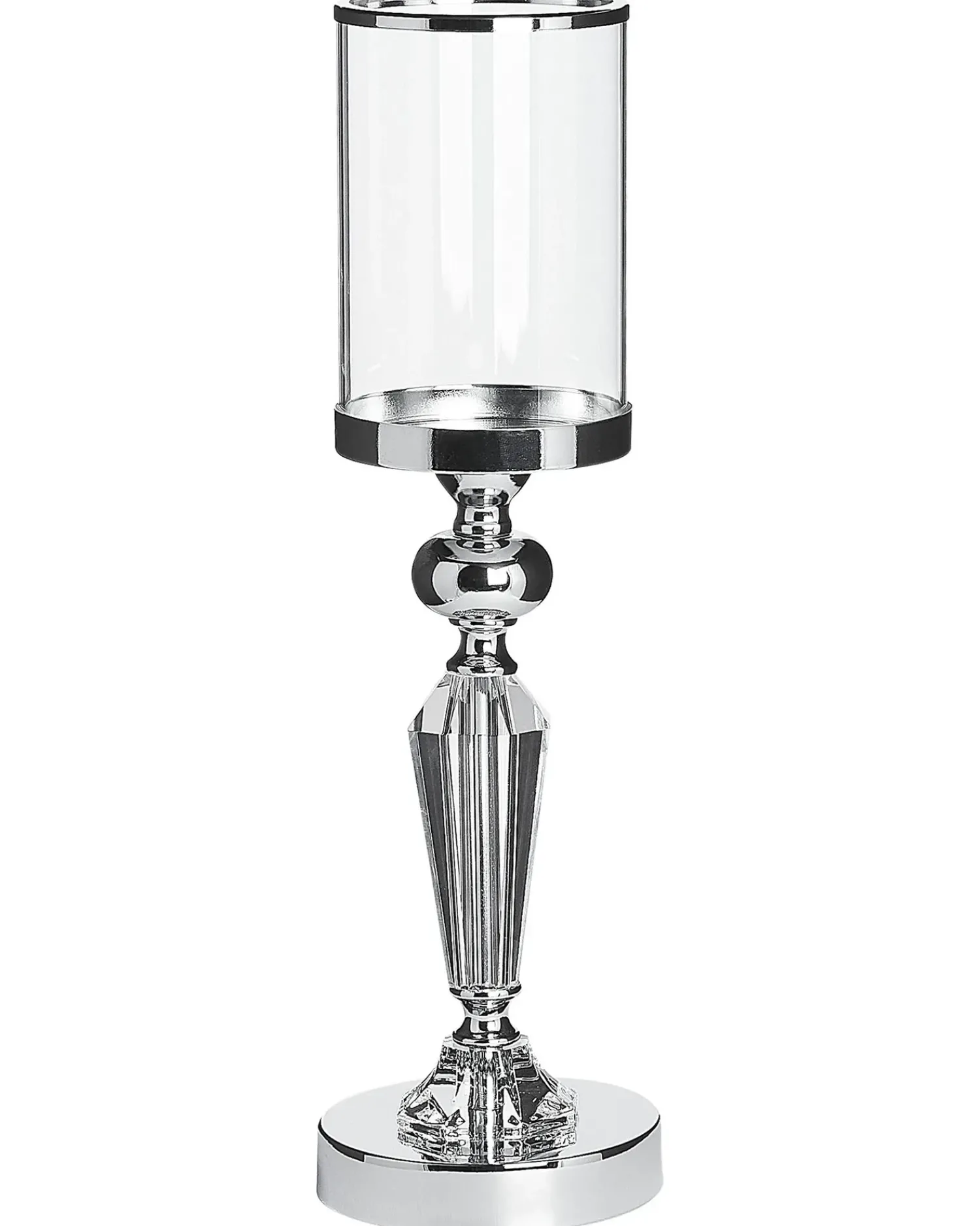 Beliani Portacandele BONAO Vetro 42 cm Argento