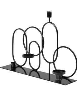 Beliani Portacandele COBH Metallo 30 cm Nero