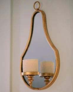 Hot Beliani Portacandele da parete BAZARNES Metallo 45 cm Oro