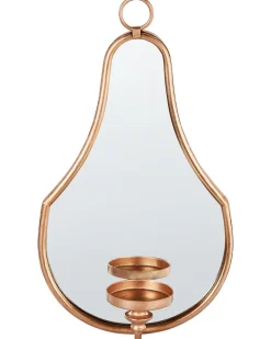 Hot Beliani Portacandele da parete BAZARNES Metallo 45 cm Oro