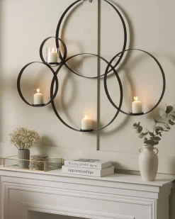 Discount Beliani Portacandele da parete BURU Metallo 80 cm Nero