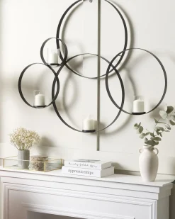 Discount Beliani Portacandele da parete BURU Metallo 80 cm Nero