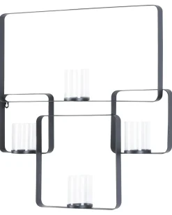 New Beliani Portacandele da parete PALAWAN Metallo 65 cm Nero