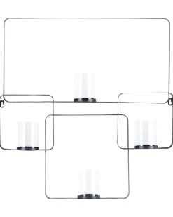New Beliani Portacandele da parete PALAWAN Metallo 65 cm Nero