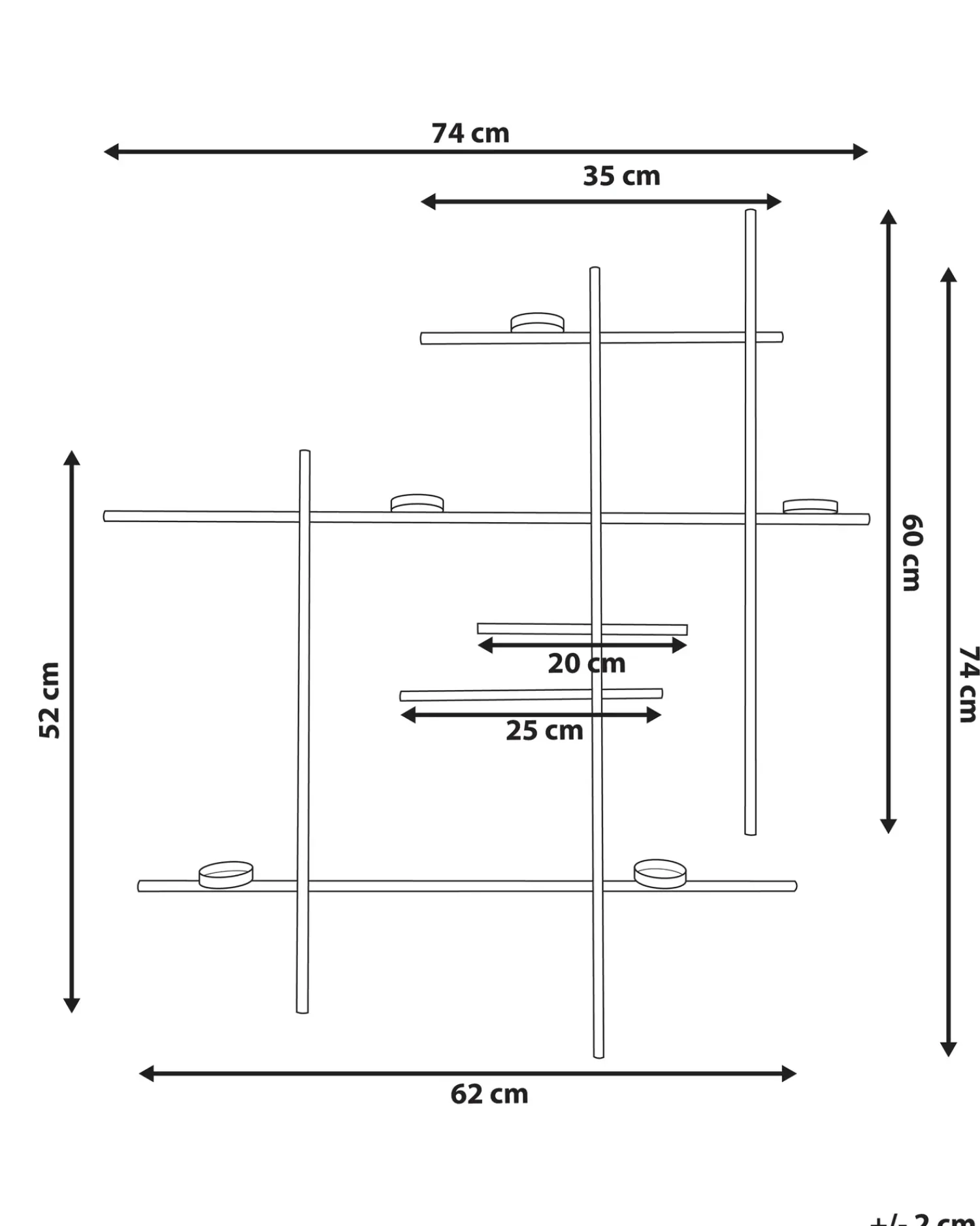 Beliani Portacandele da parete PORTO 74 cm Nero