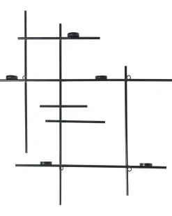 Beliani Portacandele da parete PORTO 74 cm Nero
