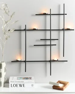 Beliani Portacandele da parete PORTO 74 cm Nero