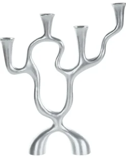 Clearance Beliani Portacandele FAMOES Metallo 41 cm Argento