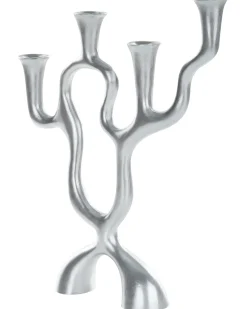 Clearance Beliani Portacandele FAMOES Metallo 41 cm Argento