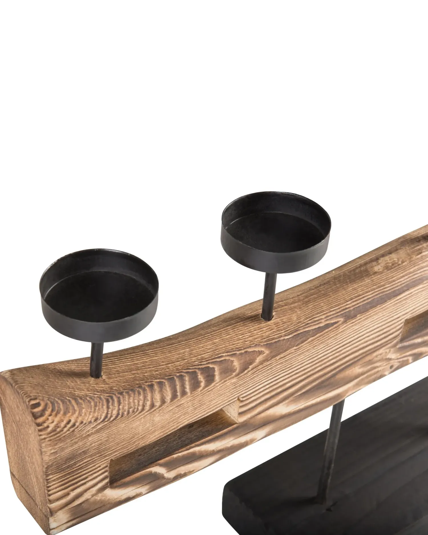 Discount Beliani Portacandele GUATEMALA Legno di pino 36 cm Marrone Marrone Nero