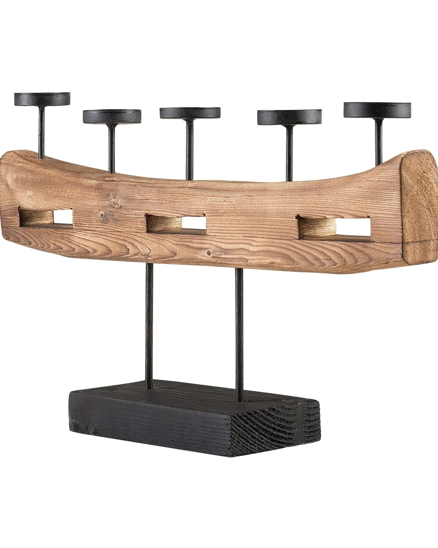 Discount Beliani Portacandele GUATEMALA Legno di pino 36 cm Marrone Marrone Nero