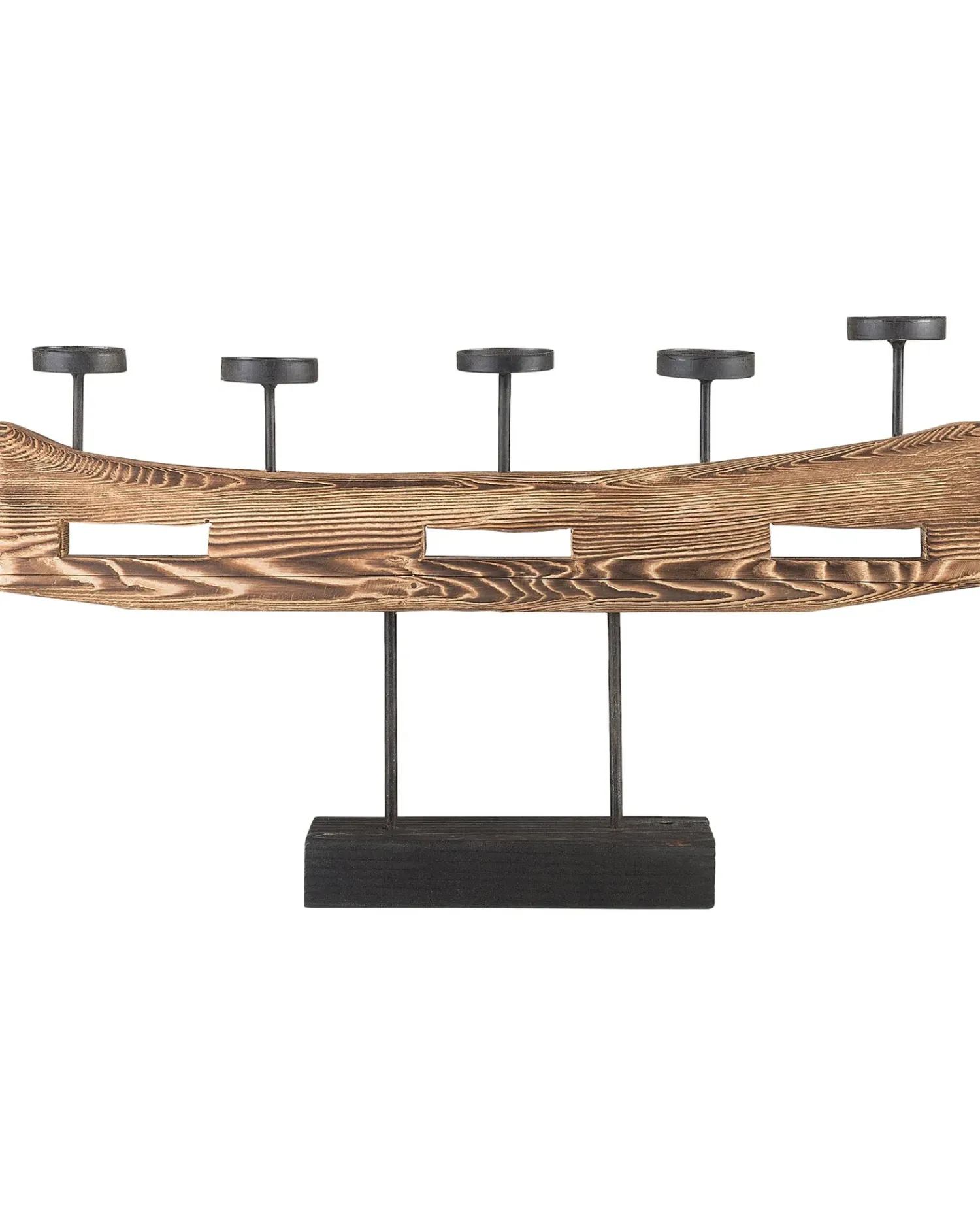 Discount Beliani Portacandele GUATEMALA Legno di pino 36 cm Marrone Marrone Nero