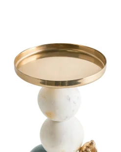 Discount Beliani Portacandele KRIVODOL Marmo 20 cm Multicolore Bianco Oro Verde Multicolore