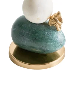 Discount Beliani Portacandele KRIVODOL Marmo 20 cm Multicolore Bianco Oro Verde Multicolore