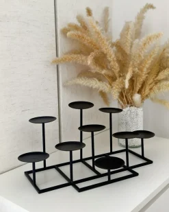 Outlet Beliani Portacandele LAMEGO Metallo 23 cm Nero