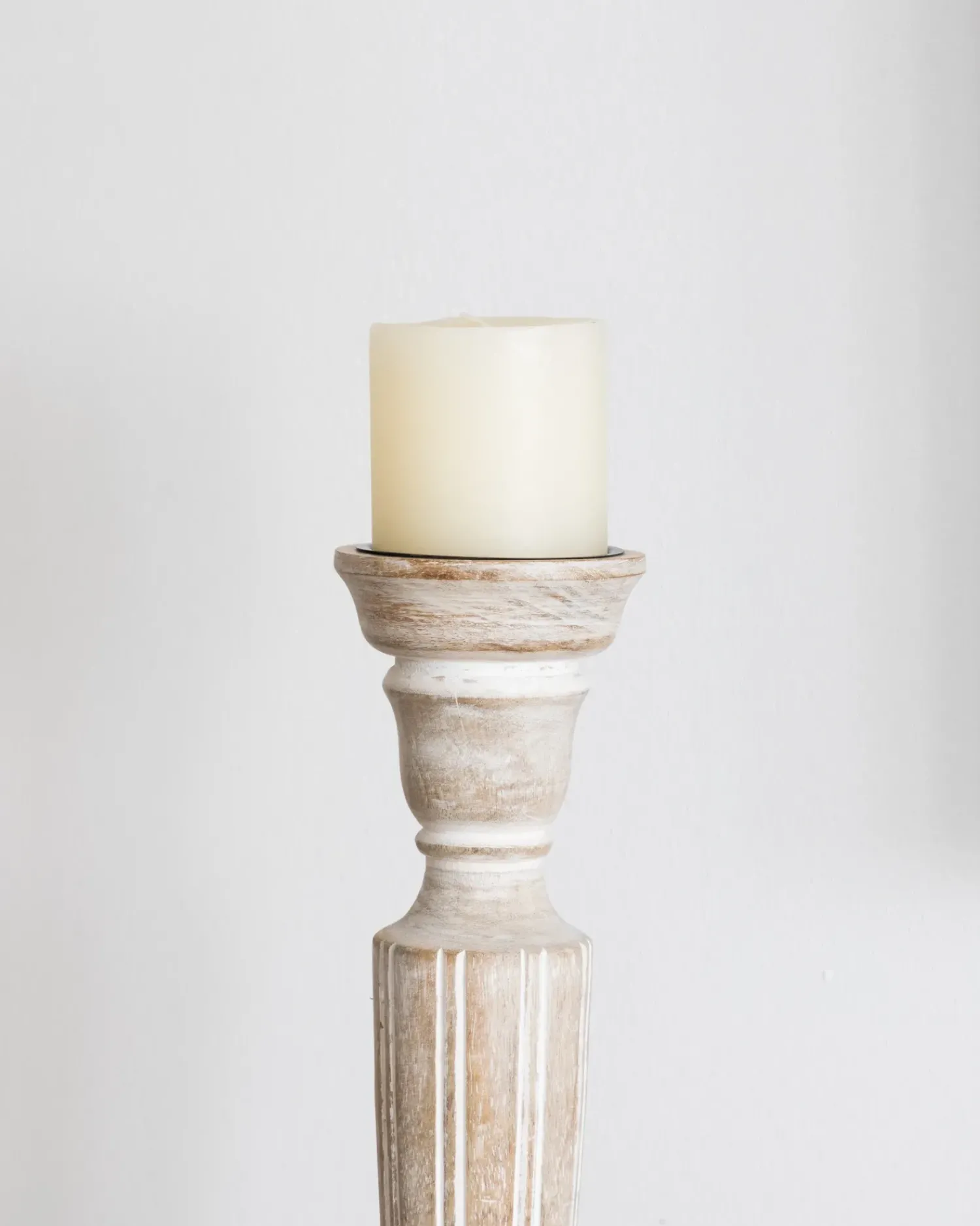 Online Beliani Portacandele MALLAWI Legno di mango 50 cm Marrone chiaro Bianco Marrone