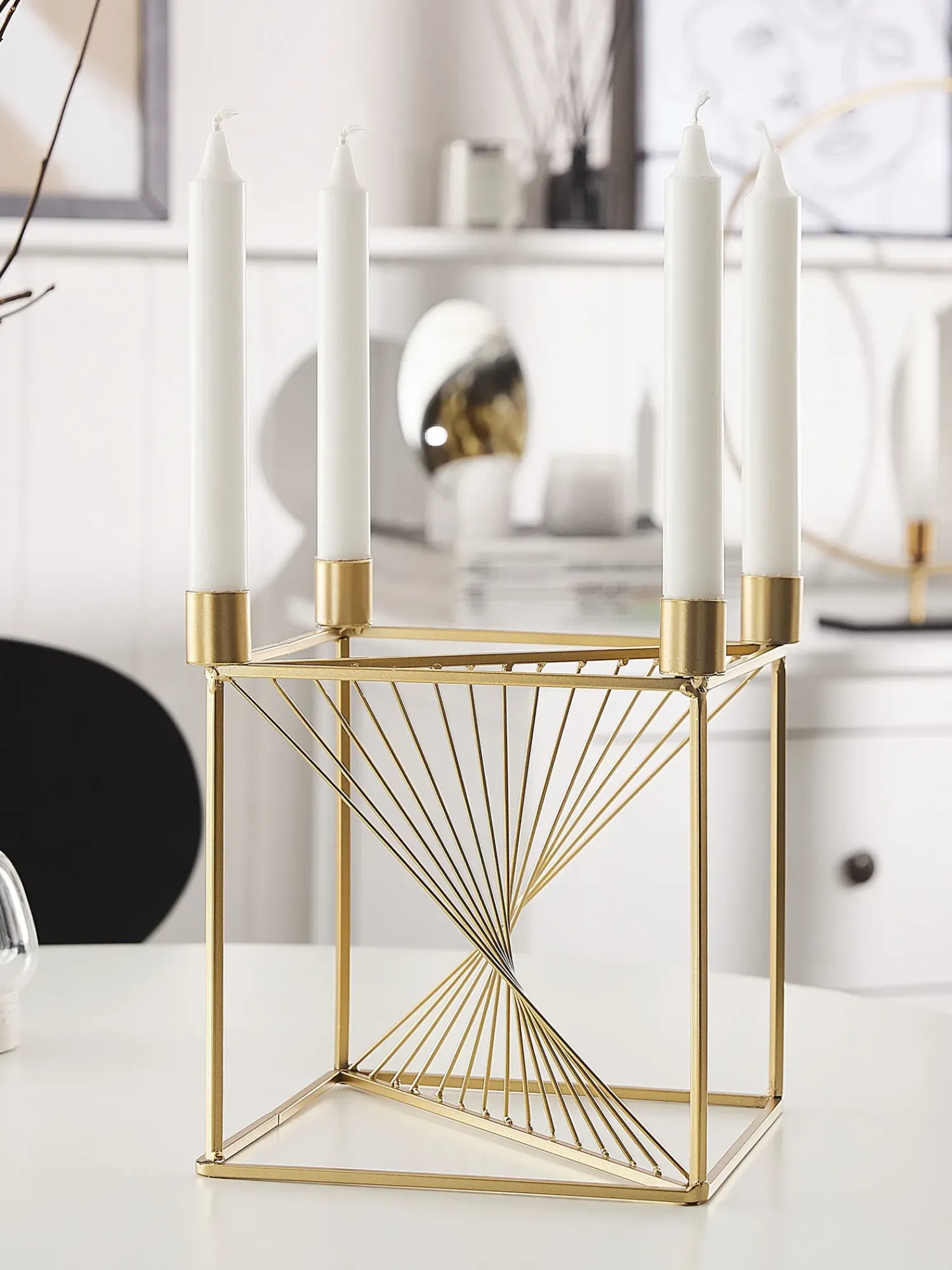 Beliani Portacandele MIND Metallo 23 cm Oro