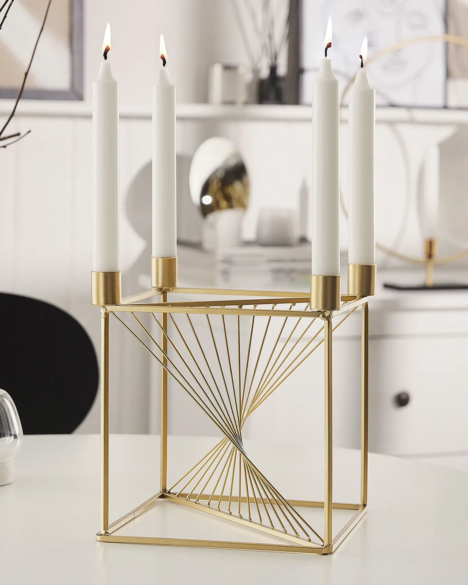 Beliani Portacandele MIND Metallo 23 cm Oro