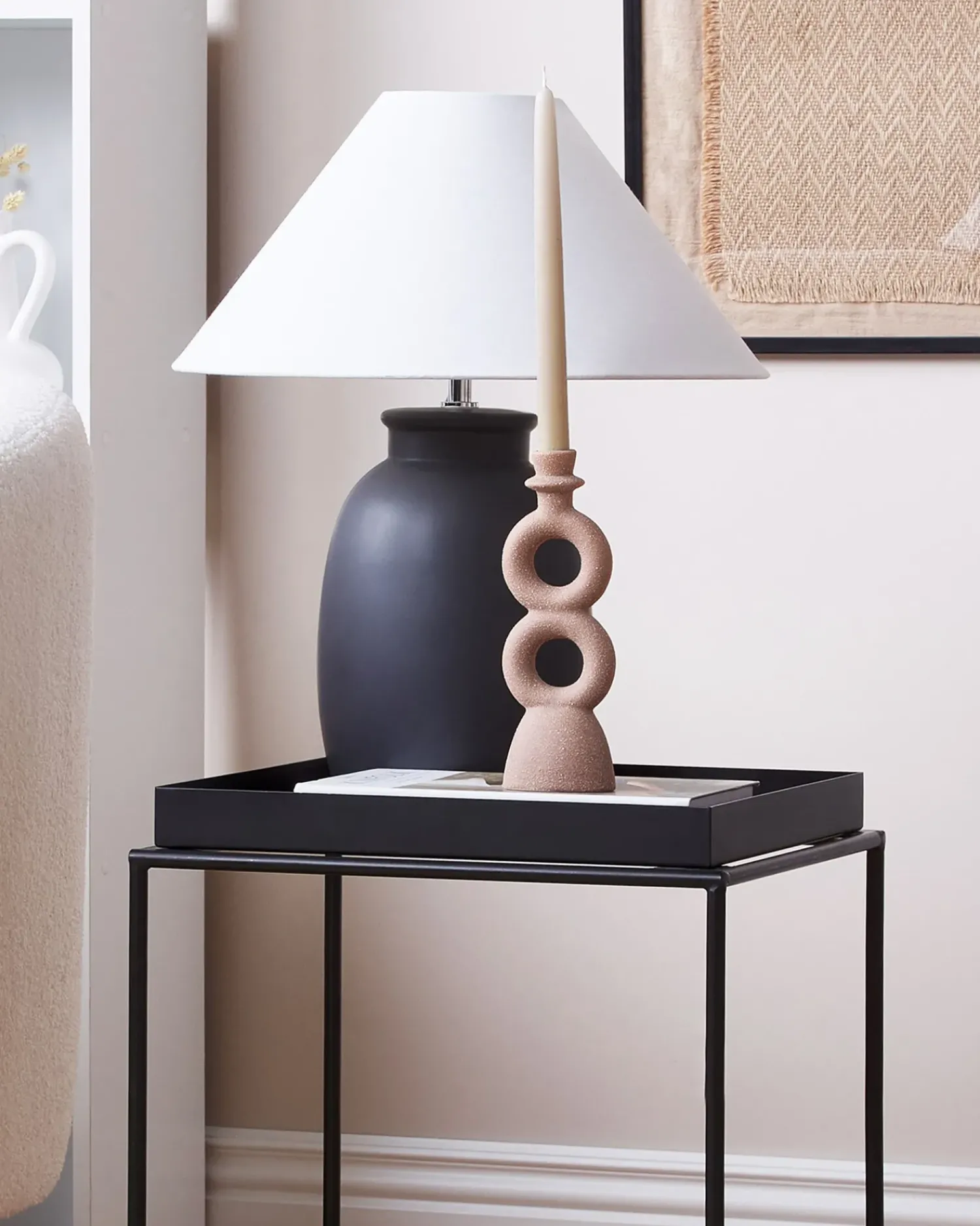 Clearance Beliani Portacandele NAOUSA Ceramica 23 cm Beige
