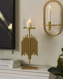 Beliani Portacandele NIAS Metallo 53 cm Oro