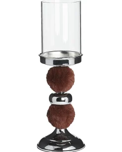 Online Beliani Portacandele PADRE Vetro 38 cm Marrone Marrone Argento