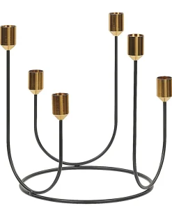 Discount Beliani Portacandele PANAY Metallo 25 cm Nero Oro Nero