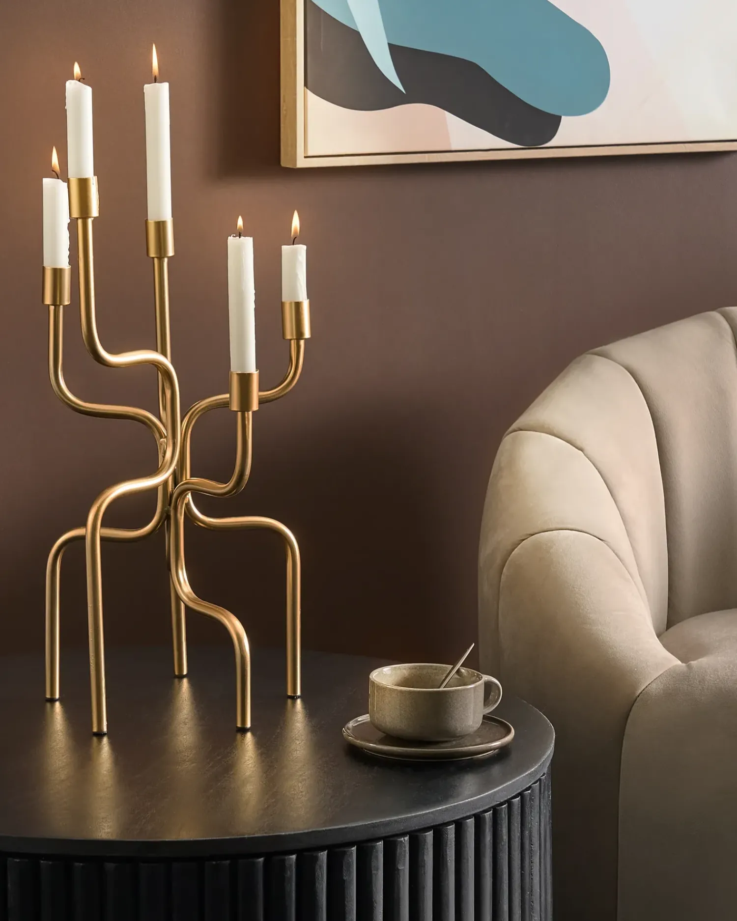 Clearance Beliani Portacandele PORRTELA Metallo 50 cm Oro