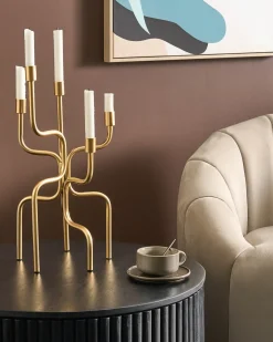 Clearance Beliani Portacandele PORRTELA Metallo 50 cm Oro
