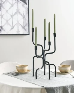 Sale Beliani Portacandele PORRTELA Metallo 50 cm Nero