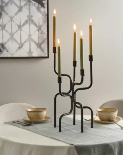 Sale Beliani Portacandele PORRTELA Metallo 50 cm Nero