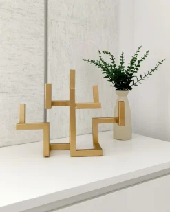 Beliani Portacandele RAPOSO Metallo 30 cm Oro