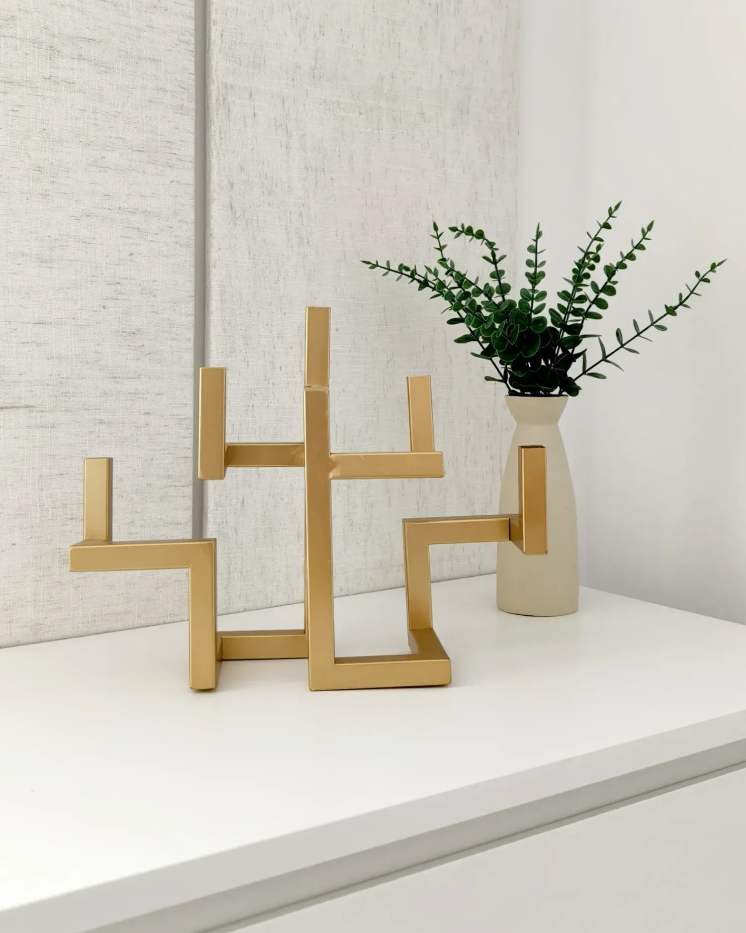 Beliani Portacandele RAPOSO Metallo 30 cm Oro