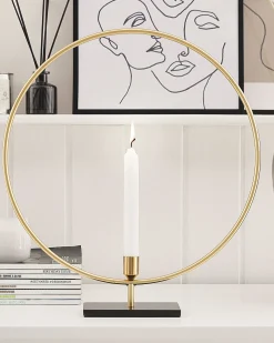 Best Beliani Portacandele SERAM Metallo 45 cm Oro Oro Nero