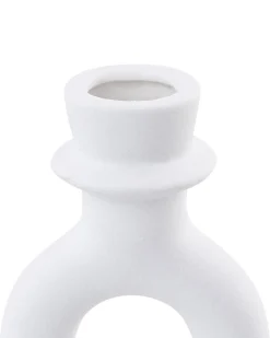 Hot Beliani Portacandele SPARTA Ceramica 17 cm sporco Bianco