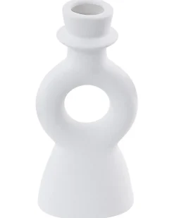 Hot Beliani Portacandele SPARTA Ceramica 17 cm sporco Bianco