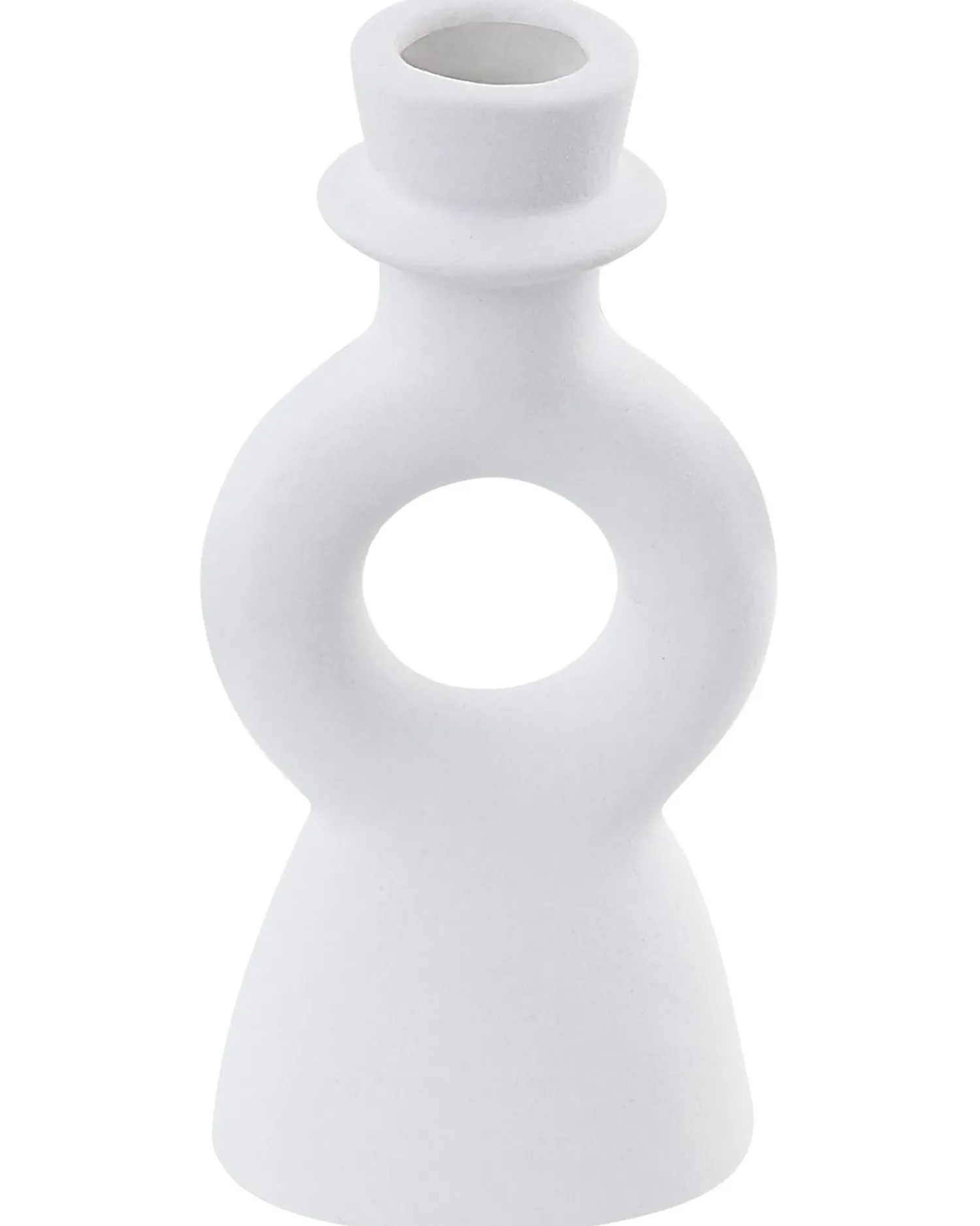 Hot Beliani Portacandele SPARTA Ceramica 17 cm sporco Bianco