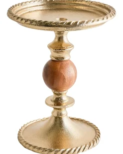 Clearance Beliani Portacandele VODNO Metallo 31 cm Oro Oro Marrone